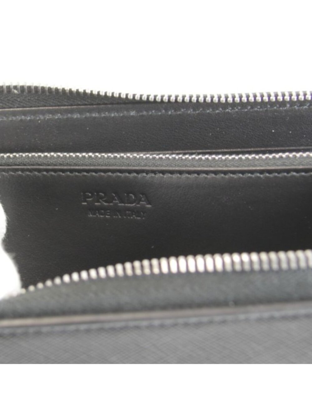 Prada Saffiano Round Zip Wallet Leather Black - Picture 9 of 9